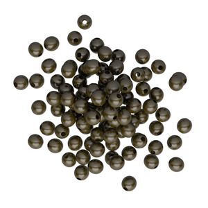 Bead, antique brass-plated brass, 3mm round. Sold per pkg of 100.