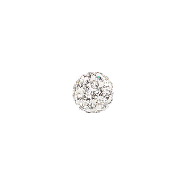 Bead, glass rhinestone / epoxy / resin, white and clear, 10mm round. Sold individually. image number 0
