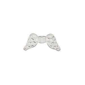 Bead 1pkg1 sterling silver, 19x9mm angel wing, JBB Findings