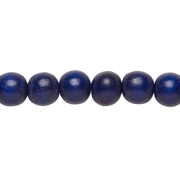 Bead, Taiwanese cheesewood (dyed / waxed), navy blue, 7-8mm round. Sold per pkg of (2) 15-1/2" to 16" strands. image number 0