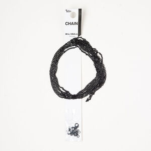 Chain / finding mix 1pkg13, 2.3mm oval rolo / 12x6mm lobster claw clasp / 4mm 21-gauge jump ring, black-finished steel