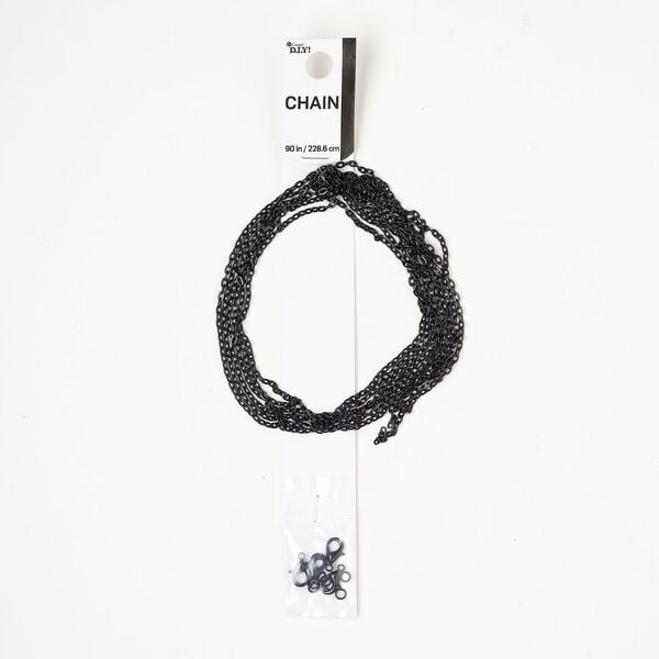 Chain / finding mix 1pkg13, 2.3mm oval rolo / 12x6mm lobster claw clasp / 4mm 21-gauge jump ring, black-finished steel image number 0