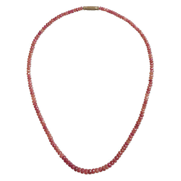 Necklace, Everyday Jewelry, ruby (dyed / heated) and gold-finished "pewter" (zinc-based alloy), 3x2mm-6x4mm faceted rondelle, 16 inches strand with barrel clasp. Sold individually. image number 0