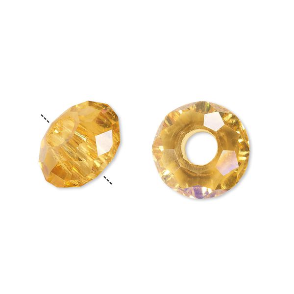 Bead 12pk 32 facets gold AB, Celestial Crystal® Dione® 14x8mm rondelle image number 0