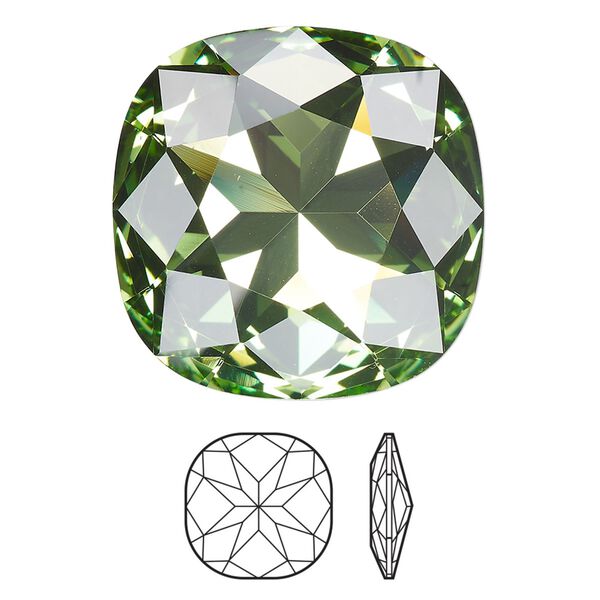 Fancy stone 24pk peridot foil back, Swarovski® ReCreated™ 27mm cushion 4487 image number 0