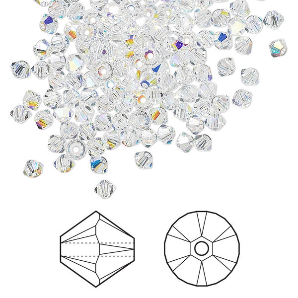 Bead 1440pk crystal AB, Crystal Passions® 3mm bicone 5328 image number 0