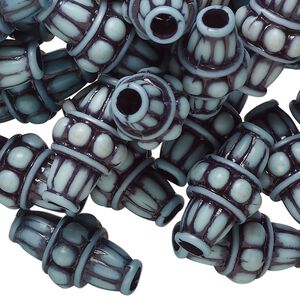 Bead, acrylic, turquoise green, 40x20mm fancy double cone. Sold per 2-ounce pkg, approximately 80 beads.