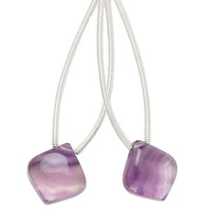 Rainbow fluorite 1pkg2, hand-cut top-drilled puffed kite bead natural 13x13mm