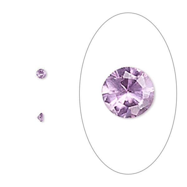 Gem, cubic zirconia, alexandrite purple, 2mm faceted round, Mohs hardness 8-1/2. Sold per pkg of 10. image number 0