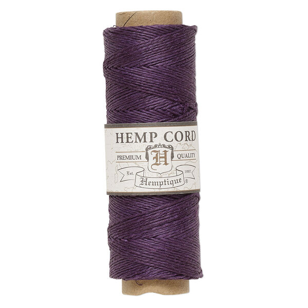 Cord, Hemptique®, polished hemp, dark purple, 0.5mm diameter, 10-pound test. Sold per 205-foot spool. image number 0