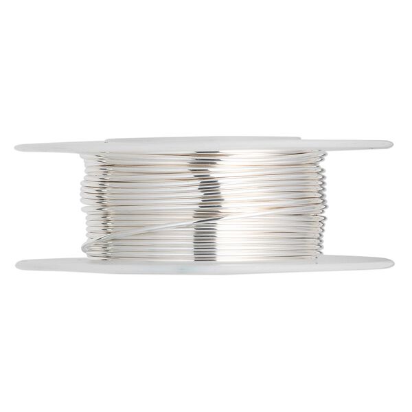 Wire, sterling silver, half-hard, round, 20 gauge. Sold per 25-foot spool. image number 0