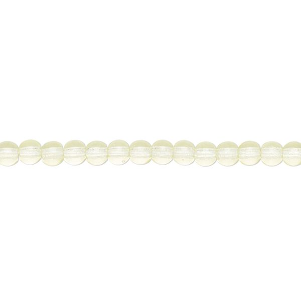 Bead, Czech glass druk, transparent lemon yellow, 4mm round with 0.8-1mm hole. Sold per 15-1/2" to 16" strand. image number 0