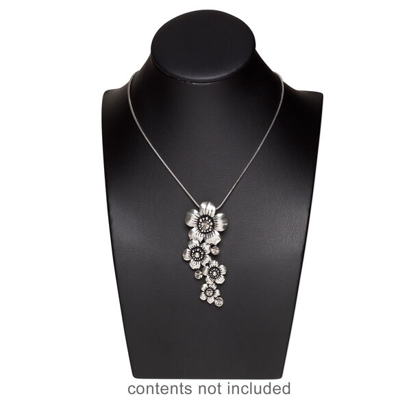 Display, necklace, leather, black, 7 x 5 x 3-1/4 inches with VELCRO&reg; tab on back. Sold individually. image number 1