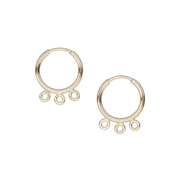 Earring hoop 1pkg2 14Kt gold-filled, 12mm / endless / 3 closed bottom loop, 21 gauge 1 pair image number 0