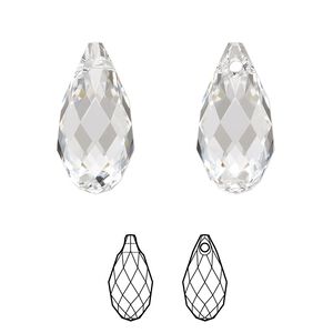 Briolette 6pk crystal, Crystal Passions® 17x8.5mm pendant drop 6010