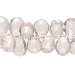 Rose quartz 1pkg1, hand-cut top-drilled faceted puffed teardrop bead natural 8 inch 10x8mm-14x10mm