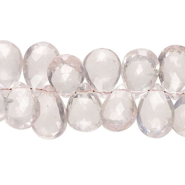 Rose quartz 1pkg1, hand-cut top-drilled faceted puffed teardrop bead natural 8 inch 10x8mm-14x10mm image number 0