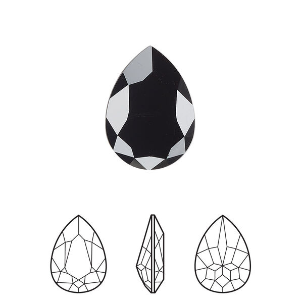 Fancy stone 6pk jet, Crystal Passions® 18x13mm pear 4320 image number 0