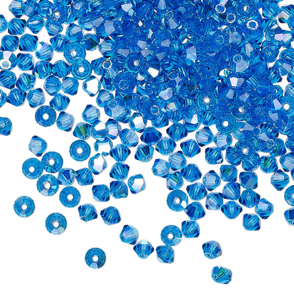 Bead 48pk Capri blue AB, Preciosa Czech crystal 3mm bicone image number 0