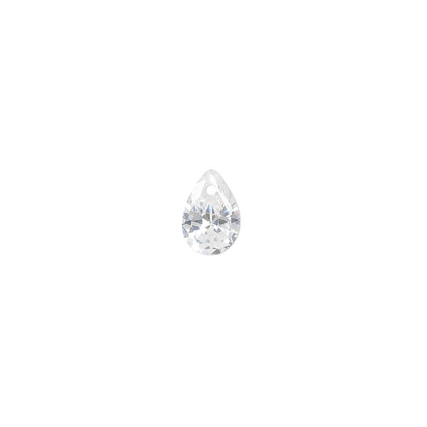 Drop, cubic zirconia, clear, 9x6mm hand-faceted teardrop, Mohs hardness 8-1/2. Sold per pkg of 6. image number 0