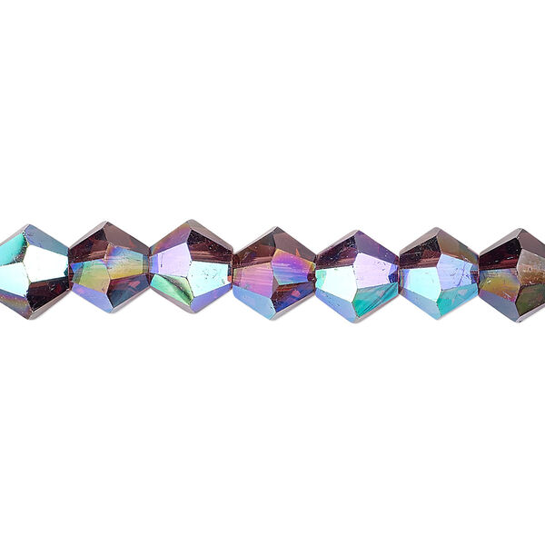 Bead 1pk transparent amethyst purple AB, Celestial Crystal® 8mm bicone 15.5-16 inch image number 0