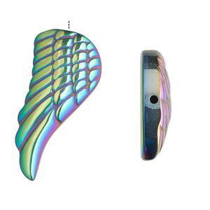 Hemalyke™ 1pkg1, electroplated half-drilled 1-sided wing focal 48x23mm