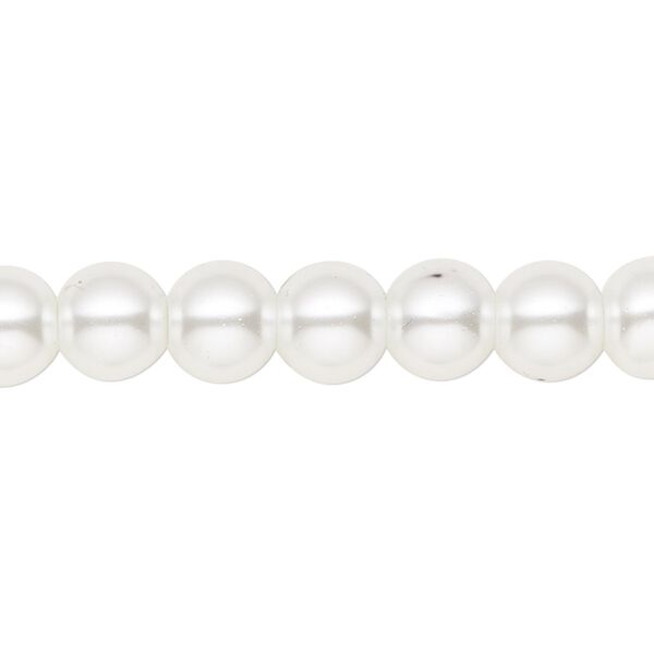 Bead, crystal pearl, white, 8mm round. Sold per pkg of (2) 15-1/2" to 16" strands, approximately 100 beads. image number 0
