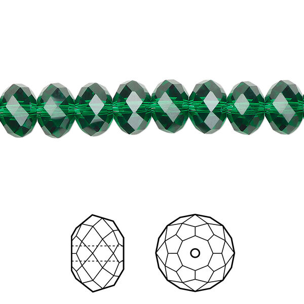 Bead 12pk majestic green, Crystal Passions® 8x6mm rondelle 5040 image number 0