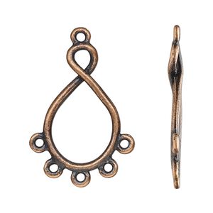 Drop, antique copper-finished "pewter" (zinc-based alloy), 26x16mm double-sided open twist with 5 closed loops. Sold per pkg of 10.