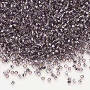 Seed bead, Delica®, glass, pkg/7.5g, #11 round, transparent silver-lined amethyst purple (DB-1205).