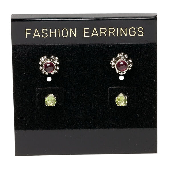 Earring card, flocked plastic, black and gold, 2x2-inch square with "FASHION EARRINGS." Sold per pkg of 100. image number 0