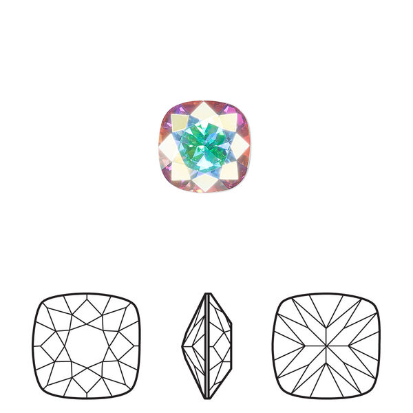 Fancy stone 144pk crystal AB foil back, Swarovski® 10mm cushion 4470 image number 0