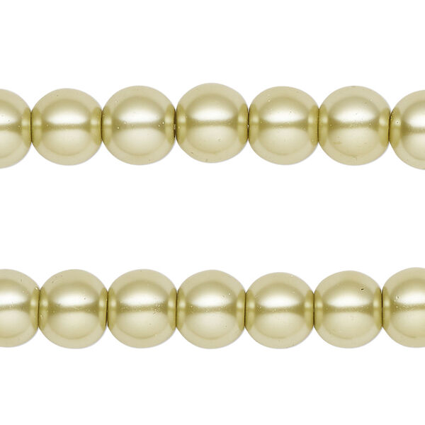 Bead, glass pearl, olive green, 8mm round. Sold per pkg of (2) 15-inch strands, approximately 100 beads. image number 0