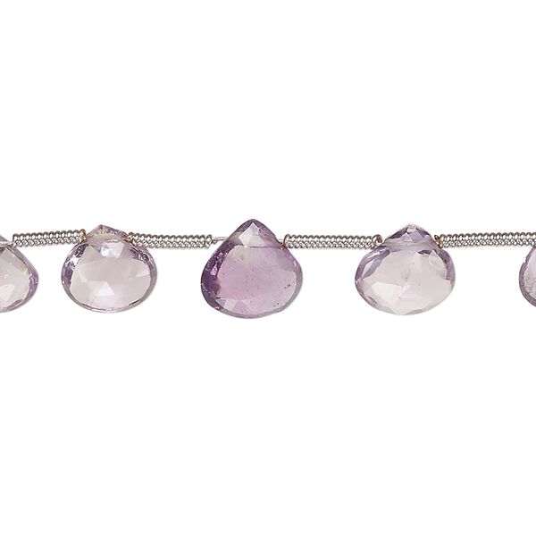 Amethyst 1pkg16, hand-cut top-drilled faceted puffed teardrop bead natural graduated 6-9mm image number 0