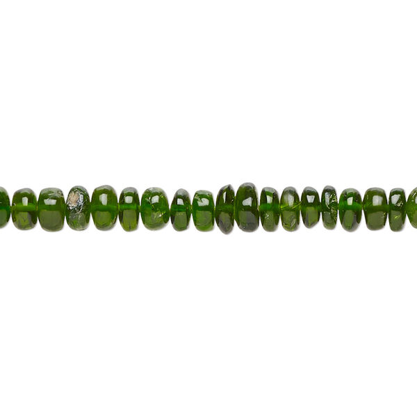 Bead, chrome diopside (natural), 4x2mm-6x4mm hand-cut rondelle, B grade, Mohs hardness 5-1/2 to 6. Sold per 13-inch strand, approximately 110 beads. image number 0