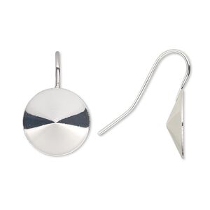 Ear wire 1pkg10 Almost Instant Jewelry®, 21mm / 14mm rivoli glue-in setting, 18-20 gauge silver-finished brass 5 pair