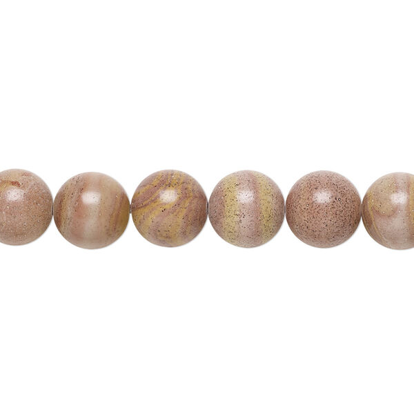 Bead, autumn hickoryite (natural), 8mm round, B grade, Mohs hardness 3-1/2. Sold per 15-1/2" to 16" strand. image number 0