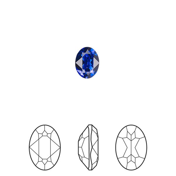 Fancy stone 4pk majestic blue foil back, Crystal Passions® 8x6mm oval 4120 image number 0