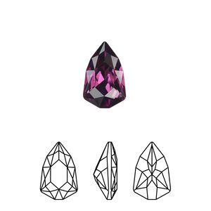 Fancy stone 1pk amethyst foil back, Crystal Passions® 13.6x8.6mm trilliant 4707