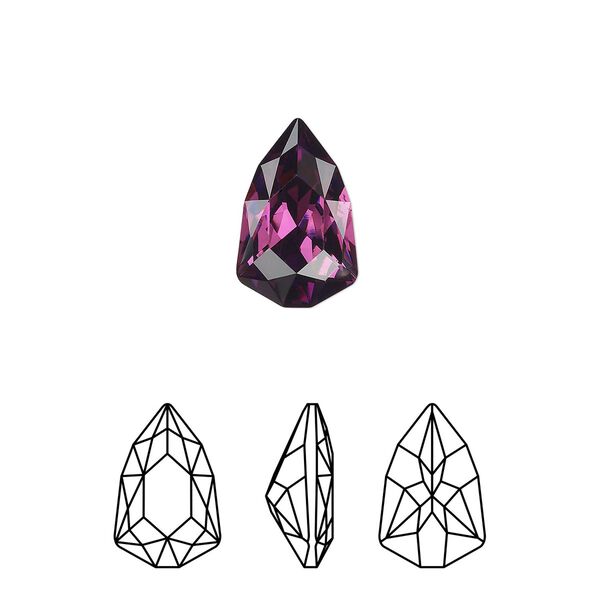 Fancy stone 1pk amethyst foil back, Crystal Passions® 13.6x8.6mm trilliant 4707 image number 0