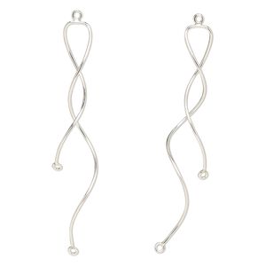 Focal, sterling silver-filled, 54mm double swirl with 2 loops. Sold per pkg of 2.