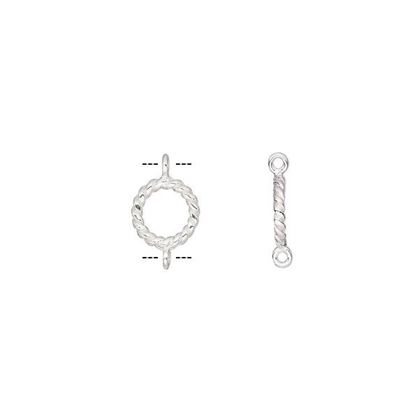 Link, sterling silver, 8mm twisted round. Sold per pkg of 2. image number 0