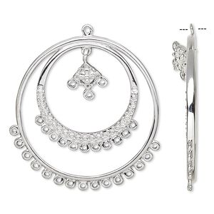 Focal, silver-plated brass, 38mm double hoop with 29 loops and (23) PP8 settings. Sold per pkg of 2.