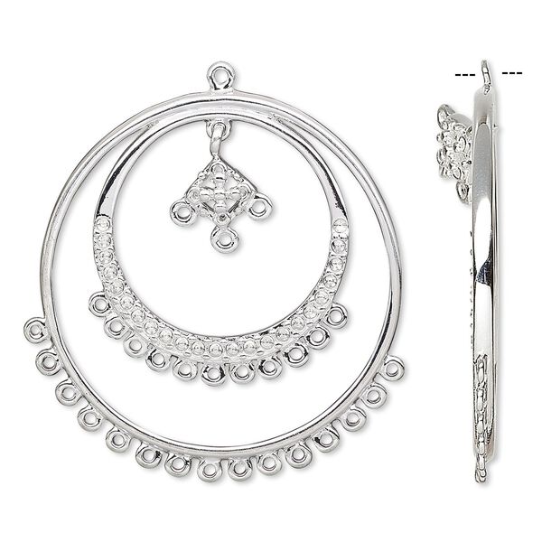 Focal, silver-plated brass, 38mm double hoop with 29 loops and (23) PP8 settings. Sold per pkg of 2. image number 0