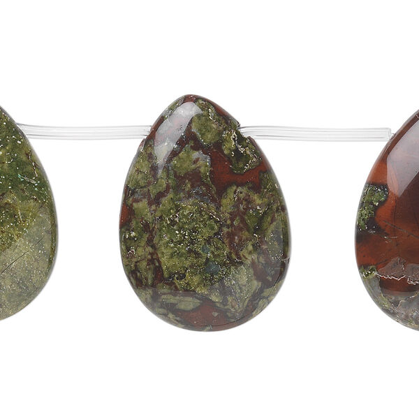 Bead, dragon blood jasper (natural), 25x18mm top-drilled teardrop, B grade, Mohs hardness 6-1/2 to 7. Sold per 15-1/2" to 16" strand. image number 0