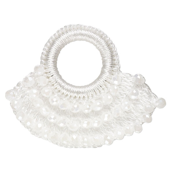 Focal, glass / nylon / steel, white AB, 60x48mm open round with bib. Sold per pkg of 2. image number 0