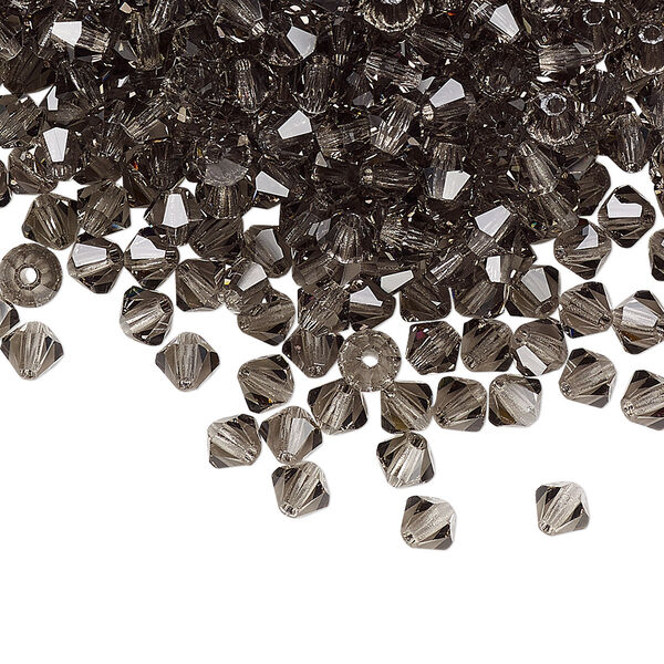 Bead 48pk black diamond, Preciosa Czech crystal 4mm bicone image number 0