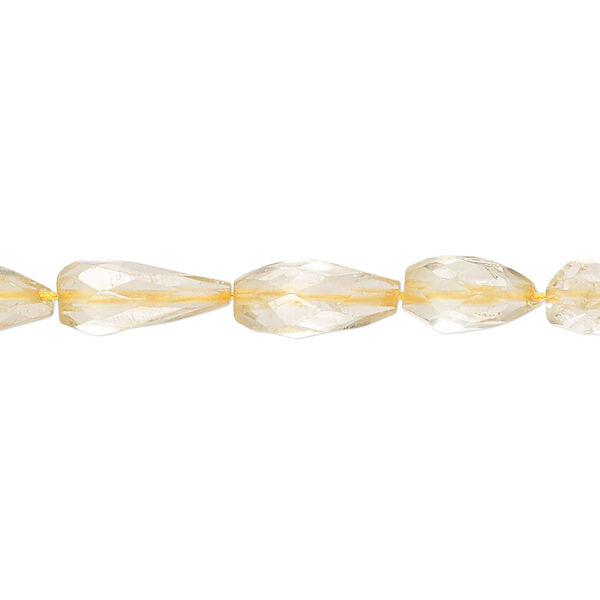 Citrine 1pkg1, hand-cut faceted teardrop bead 14 inch 7x4mm-14x6mm image number 0