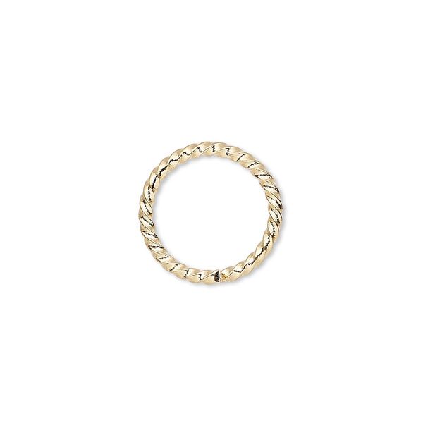 Jump ring, gold-plated brass, 15mm twisted round, 11.8mm inside diameter, 14 gauge. Sold per pkg of 100. image number 0