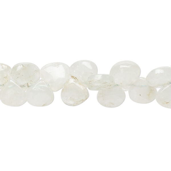 Bead, aquamarine (heated), 6mm-8x7mm hand-cut top-drilled puffed teardrop, D grade, Mohs hardness 7-1/2 to 8. Sold per 14-inch strand, approximately 115 beads. image number 0